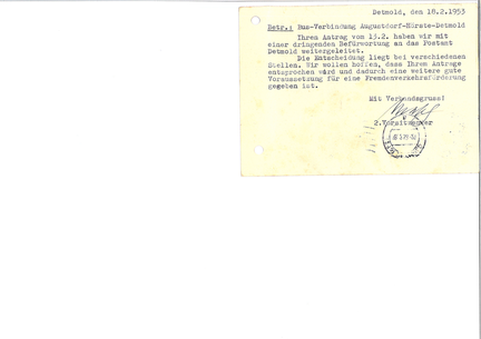 mögliche Busverbindung nach Detmold 1952