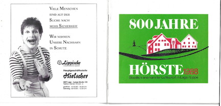 800 Jahre Hörste 1988 Programm u. Festschrift