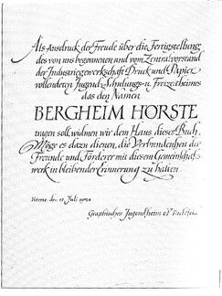 Widmung Einweihung 17.7. 1954