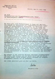 Gemeinde Schr. an Grundbesitzer Truppenübungsplatz 27.7.1956
