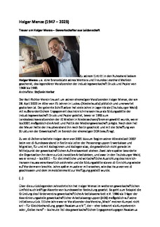Erinnerung an Holger Menze