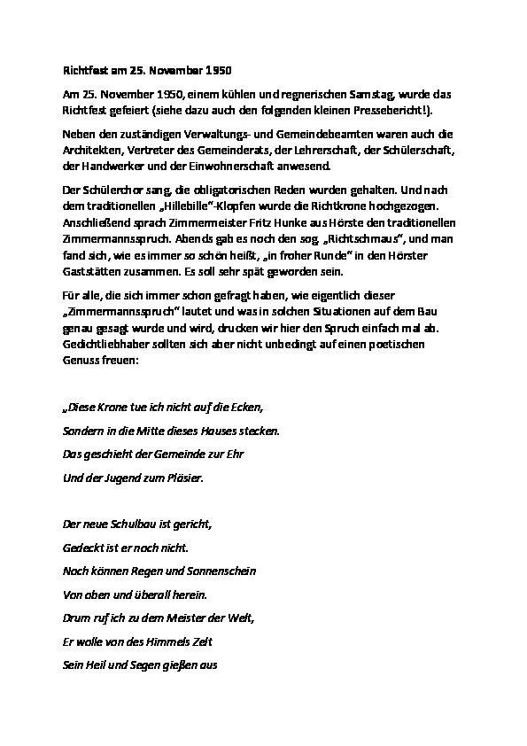 neue Schule Richtfest 25.11.1950