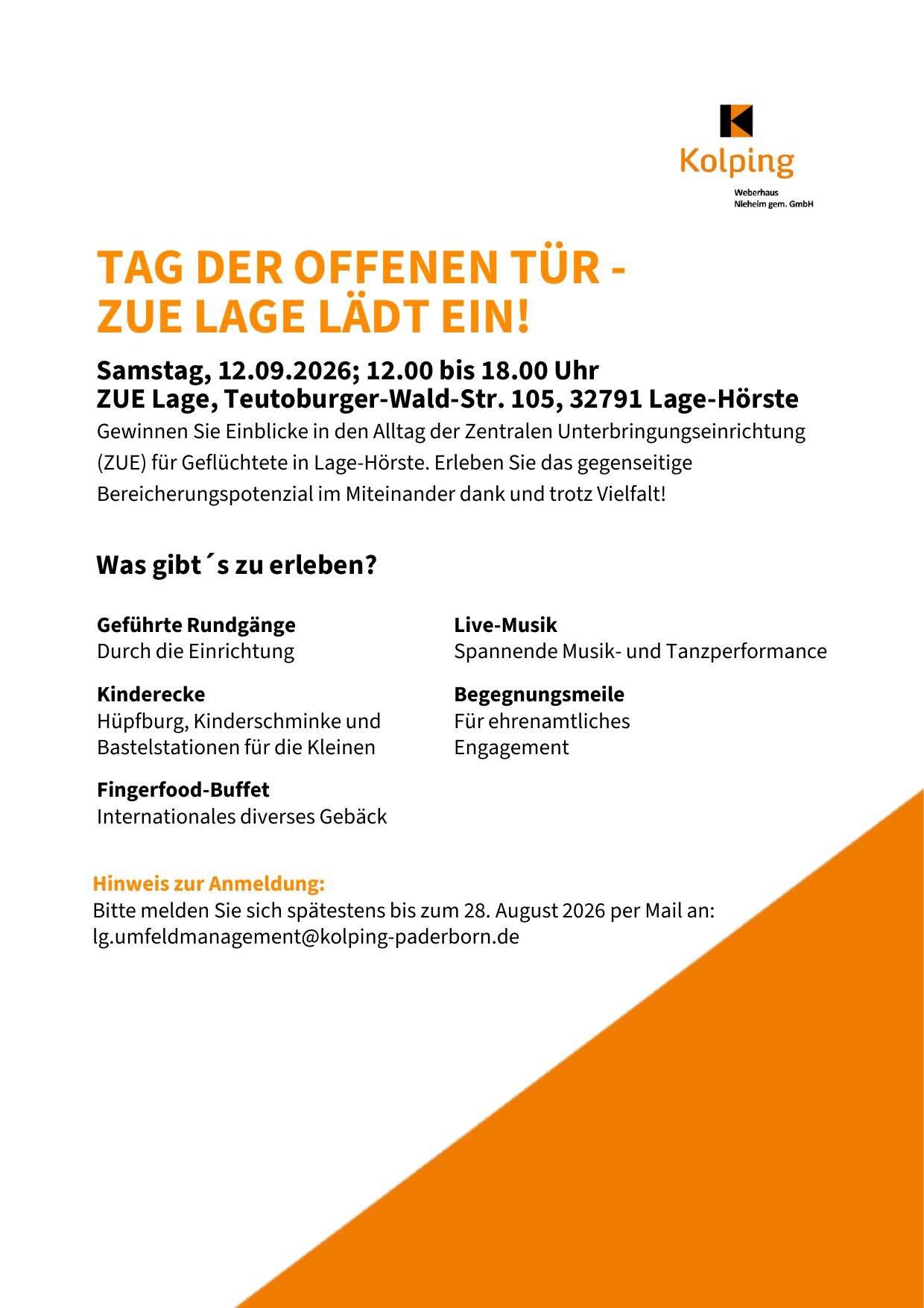 Tag der offenen Tür – ZUE Lage lädt ein!