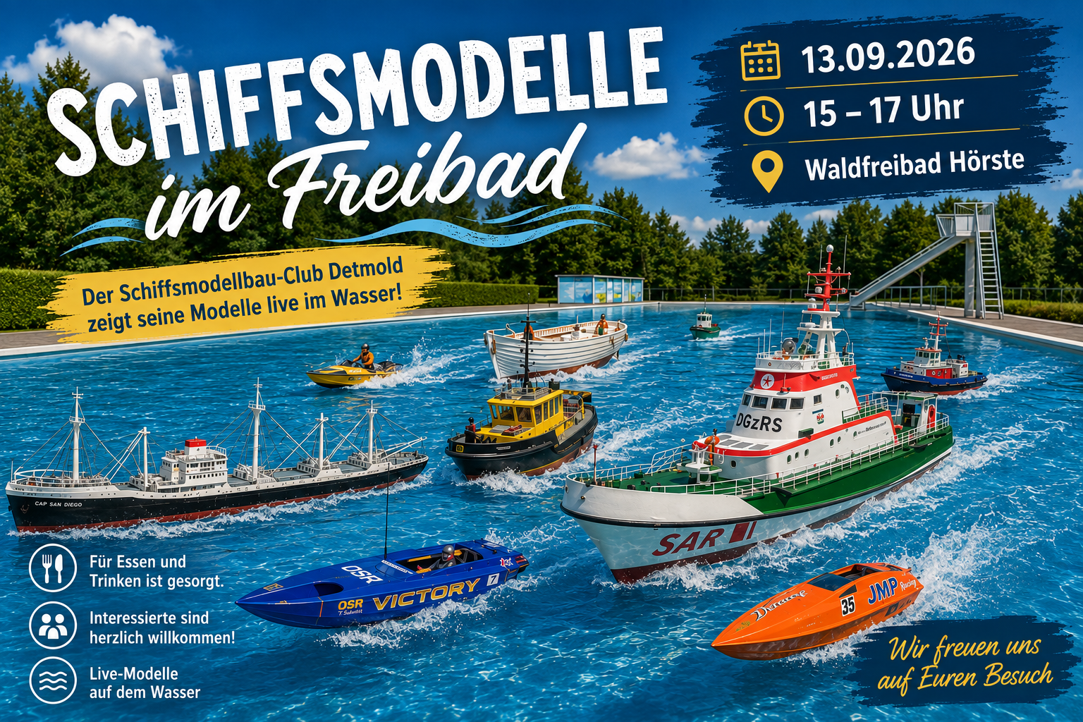 Schiffsmodelle im Freibad